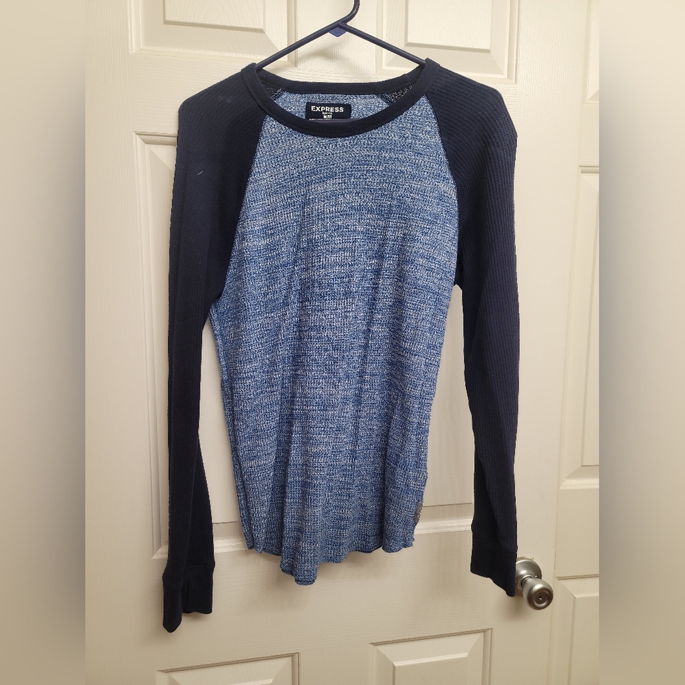 Express Waffle men's M long sleeve shirt Blue